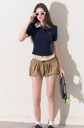 Embroidered Doll Collar Knit Top